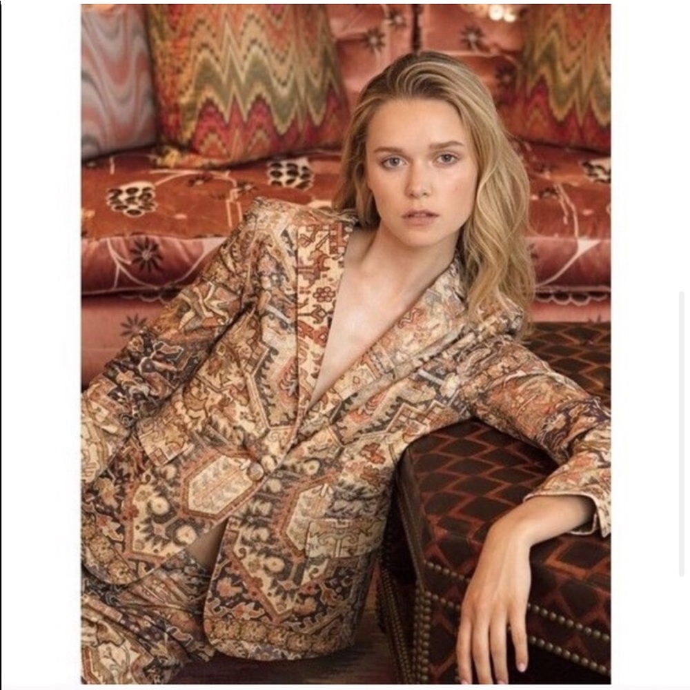 - frame persian tapestry print blazer